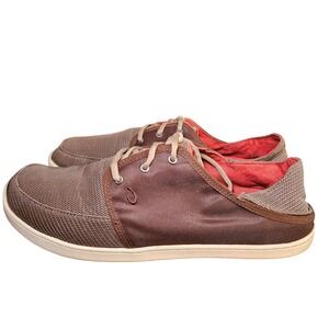 Olukai Nohea Lace Mesh Brown Red Mens Sneakers Size 13 Dad Slip On Gorpcore